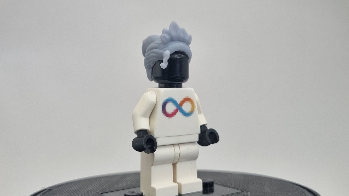 Custom 3D printed building toy princes with a love for frogs hairpiece!