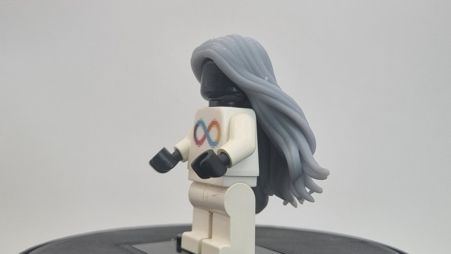 Custom 3D printted building toy superhero witch hair!