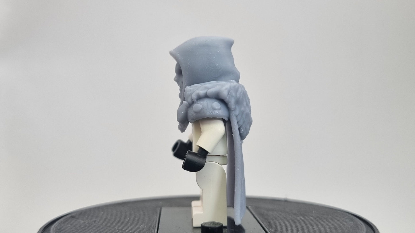 Custom 3D printed building toy evil guy with mask and cape!