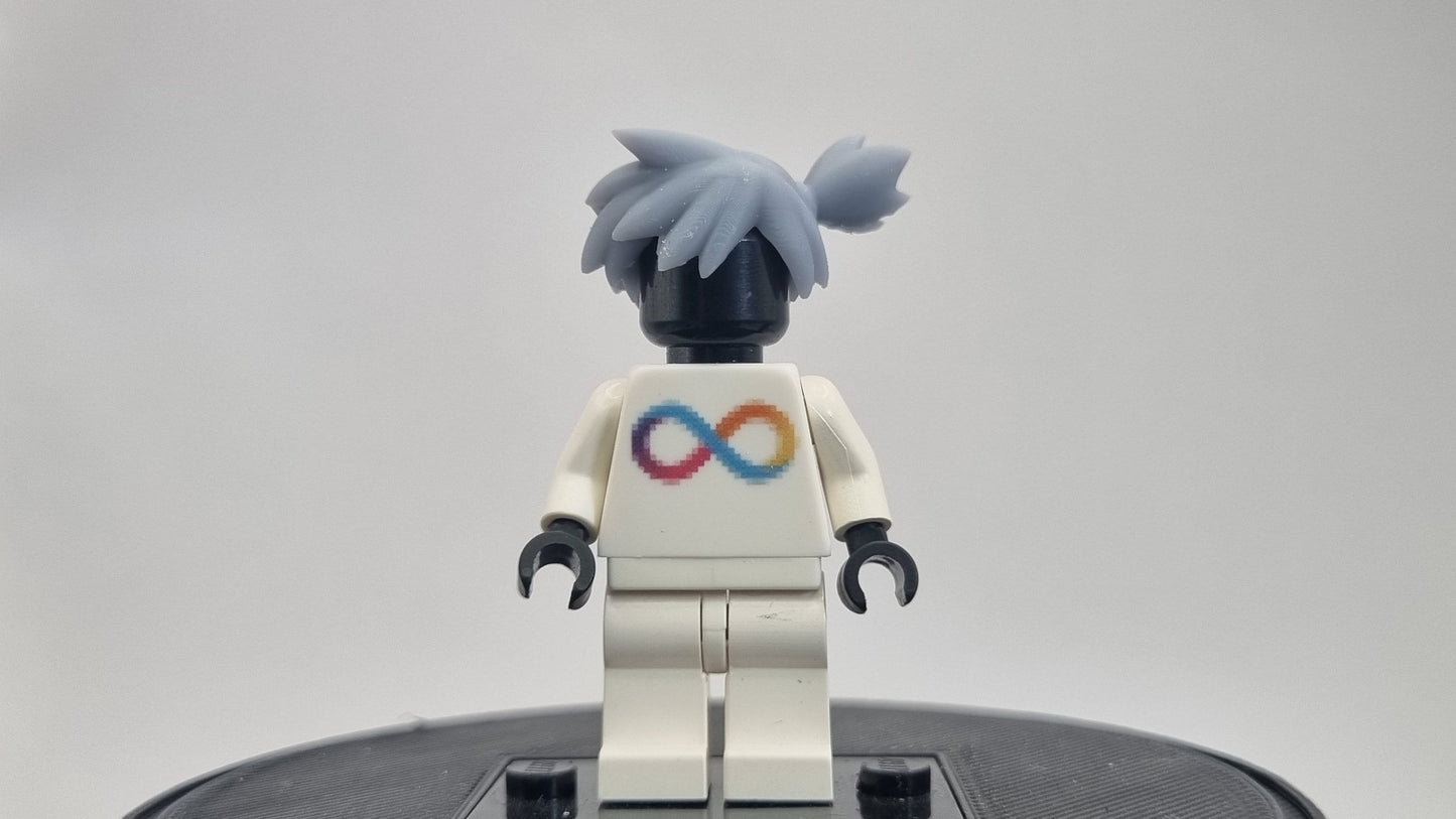 Custom 3D printed building toy animals to catch trainer with orange hair!