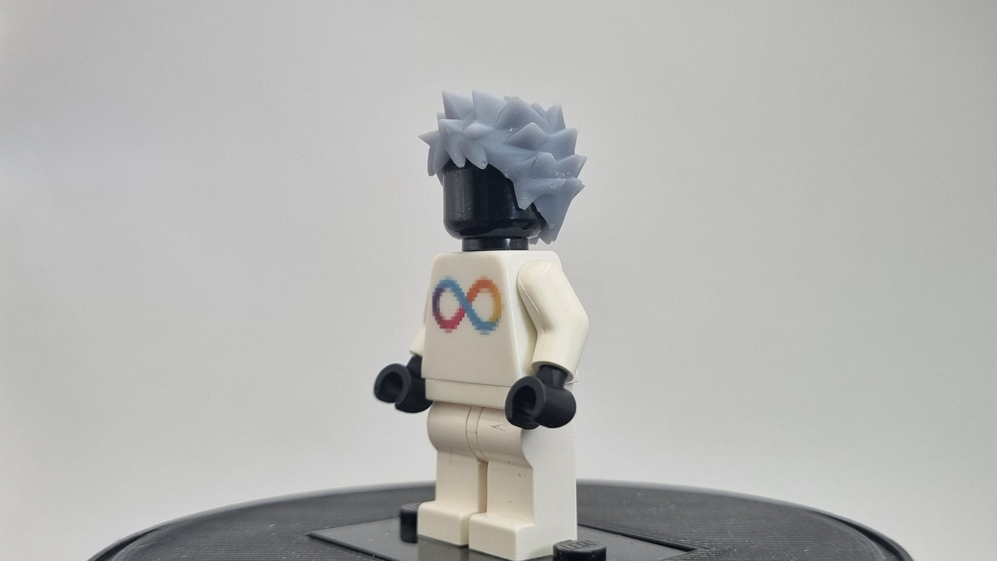 Custom 3D printed building toy animals to catch trainer with spikey hair!