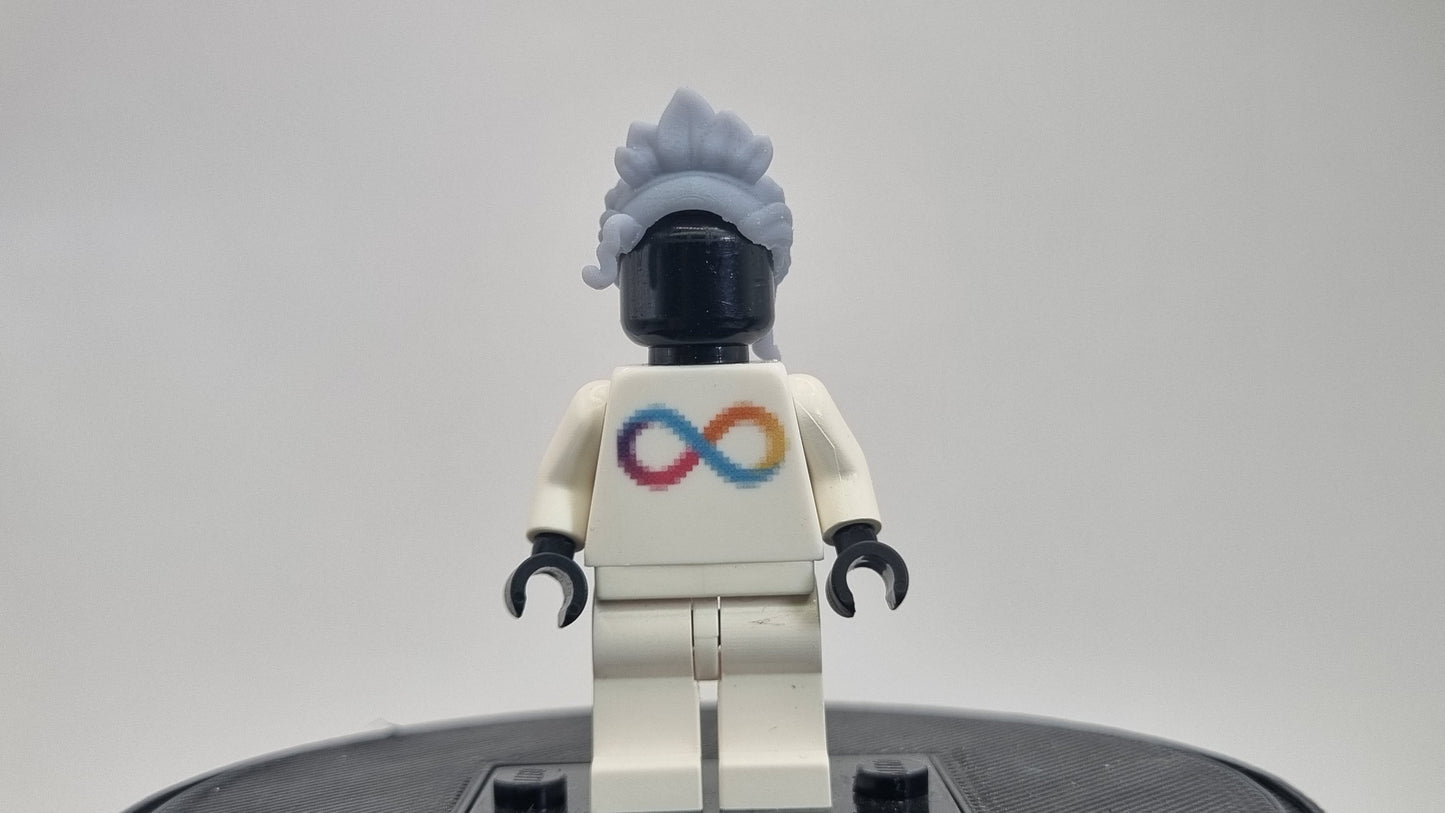 Custom 3D printed building toy princes with a love for frogs hairpiece!