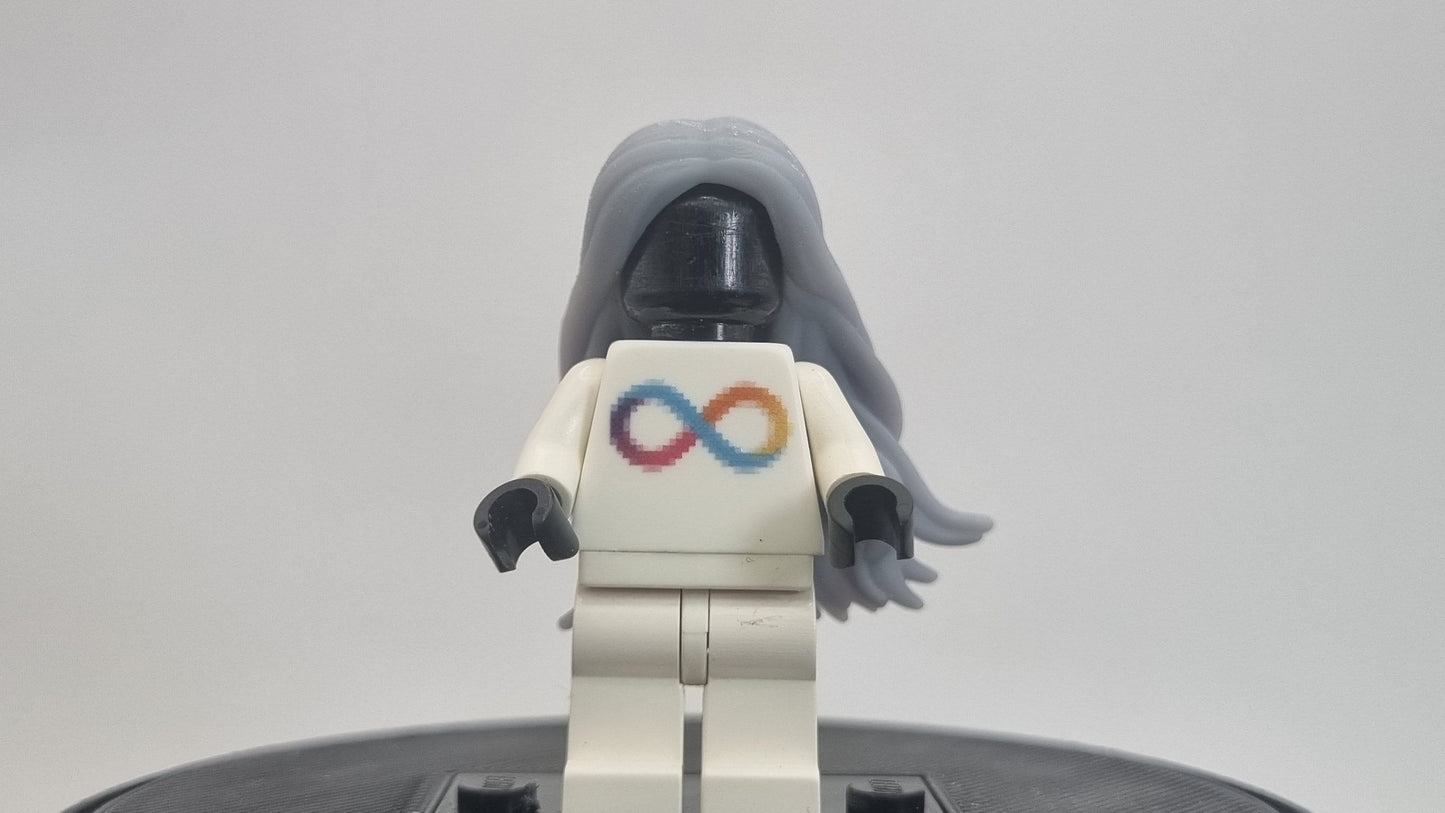 Custom 3D printted building toy superhero witch hair!