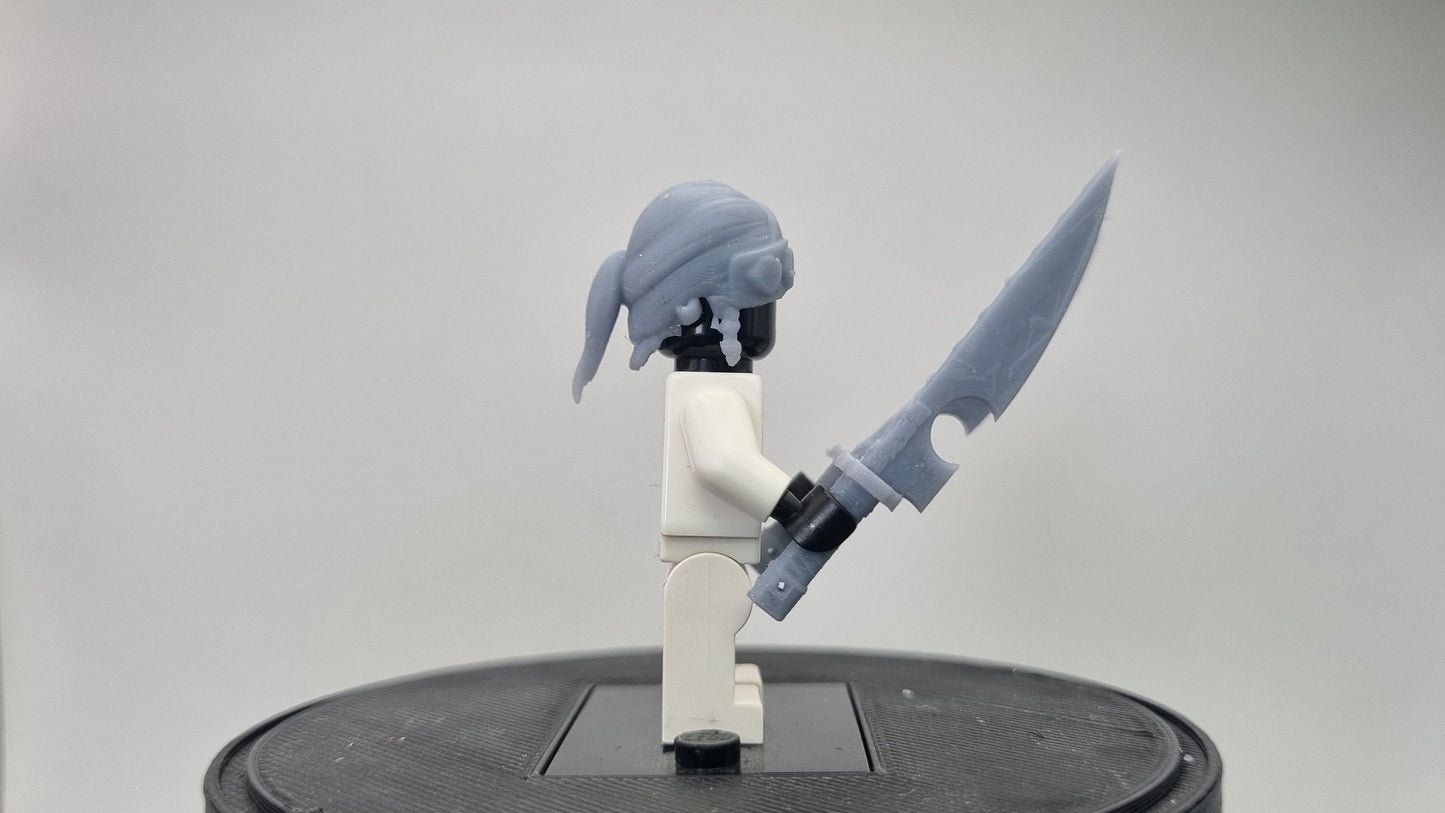 Custom 3D printed building toy double sword hero with bandana!