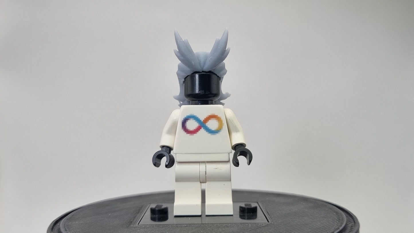 Custom 3D printed building toy buffed guy hairpiece!