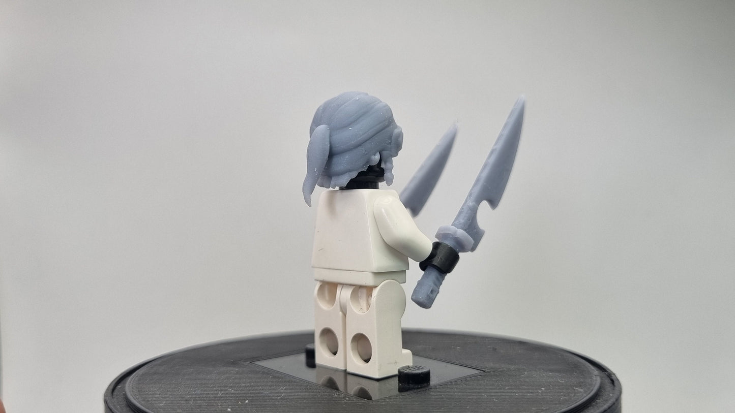 Custom 3D printed building toy double sword hero with bandana!