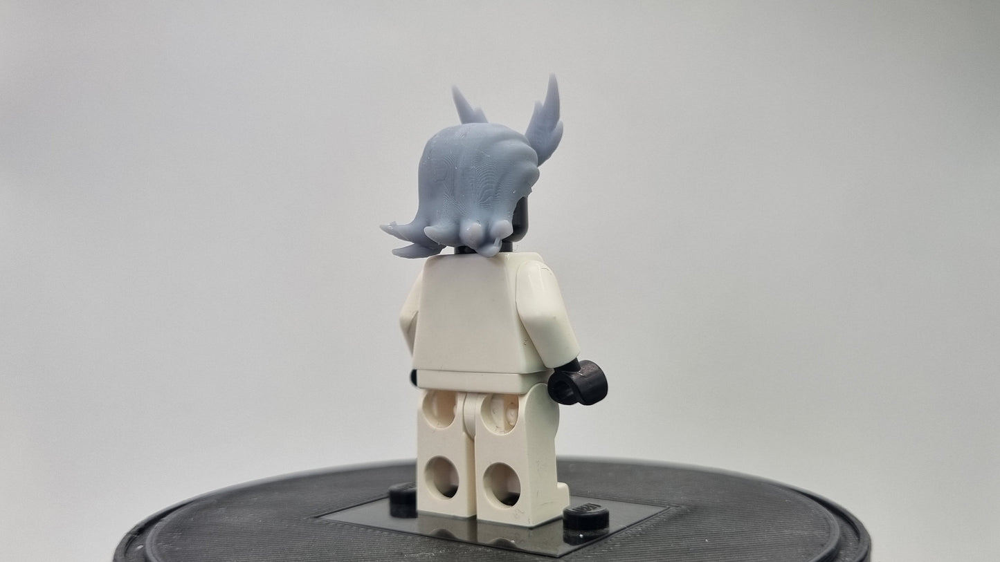 Custom 3D printed building toy buffed guy hairpiece!