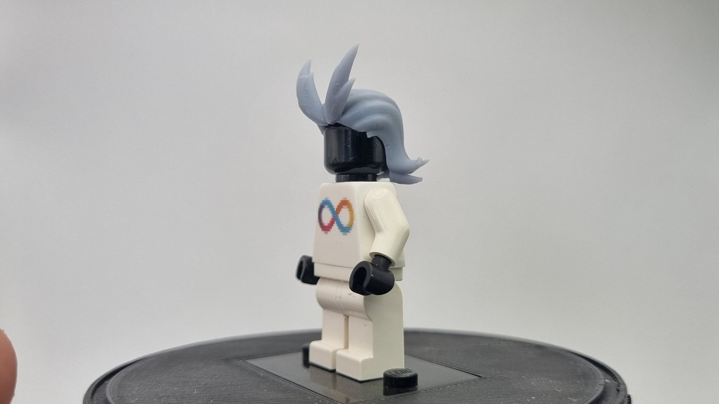 Custom 3D printed building toy buffed guy hairpiece!