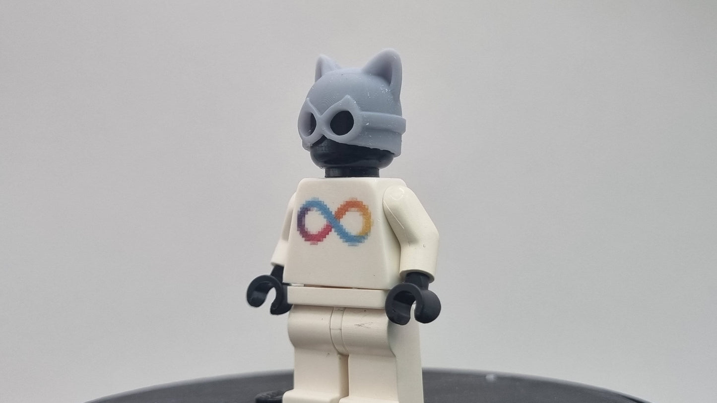 Custom 3D printed building toy super hero with cat ears!