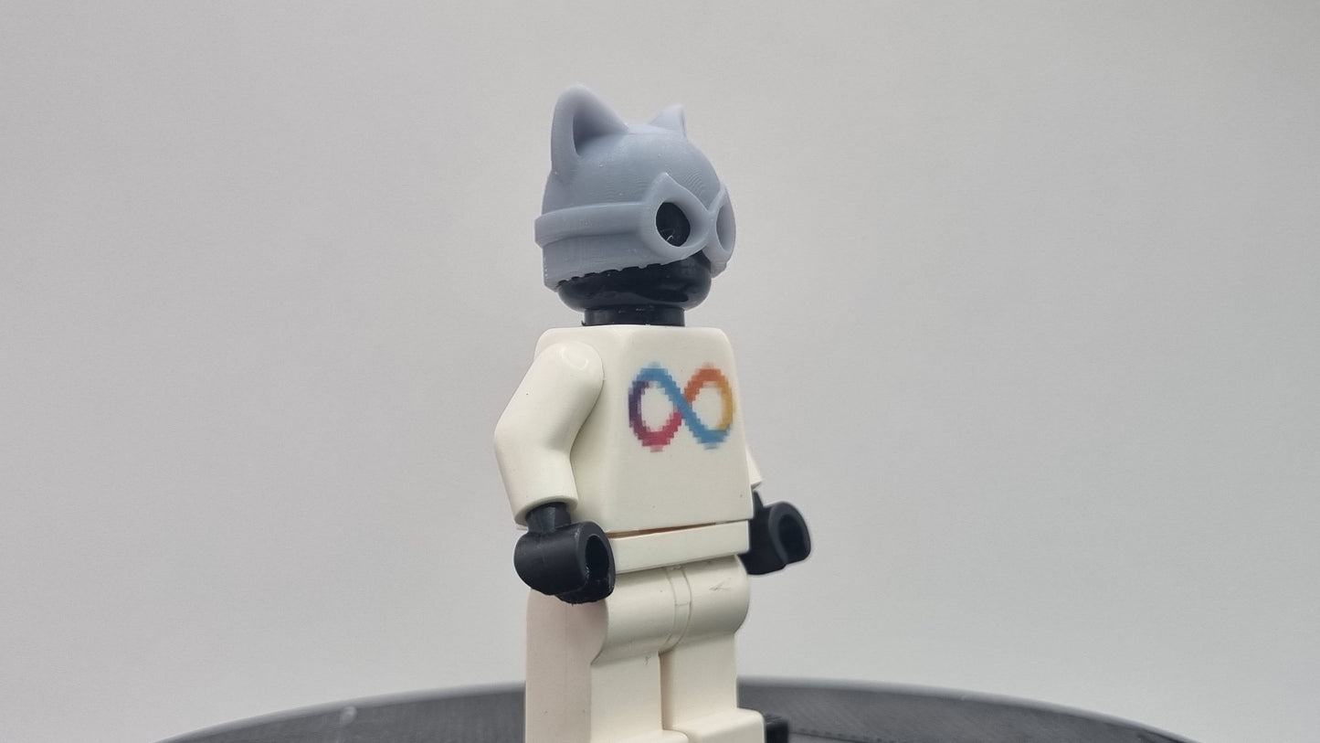 Custom 3D printed building toy super hero with cat ears!