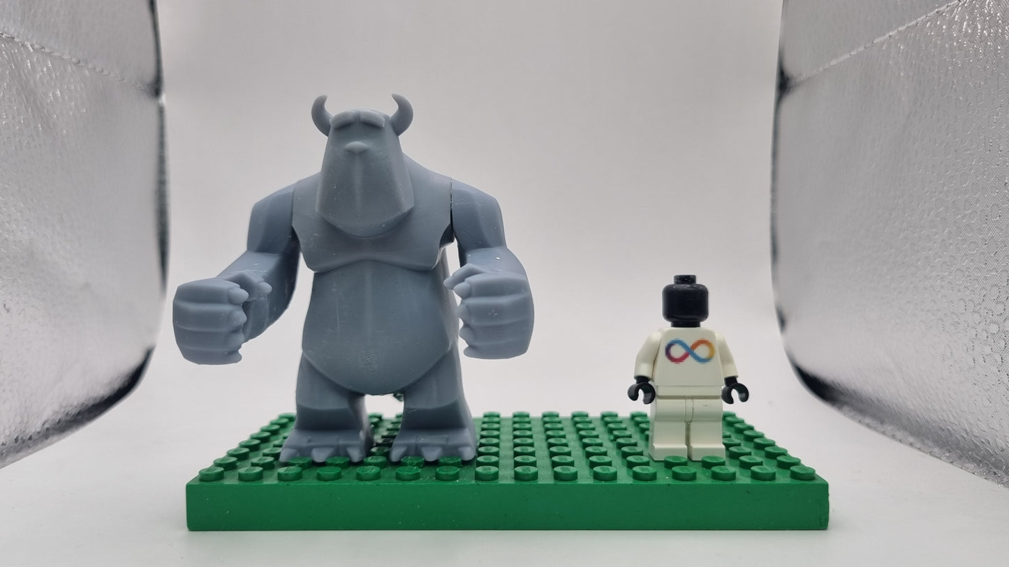 Building toy custom 3D printed blue friendly monster bigfig!