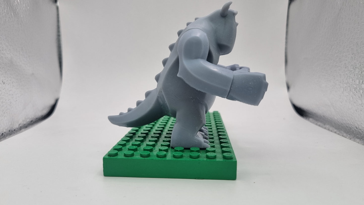 Building toy custom 3D printed blue friendly monster bigfig!