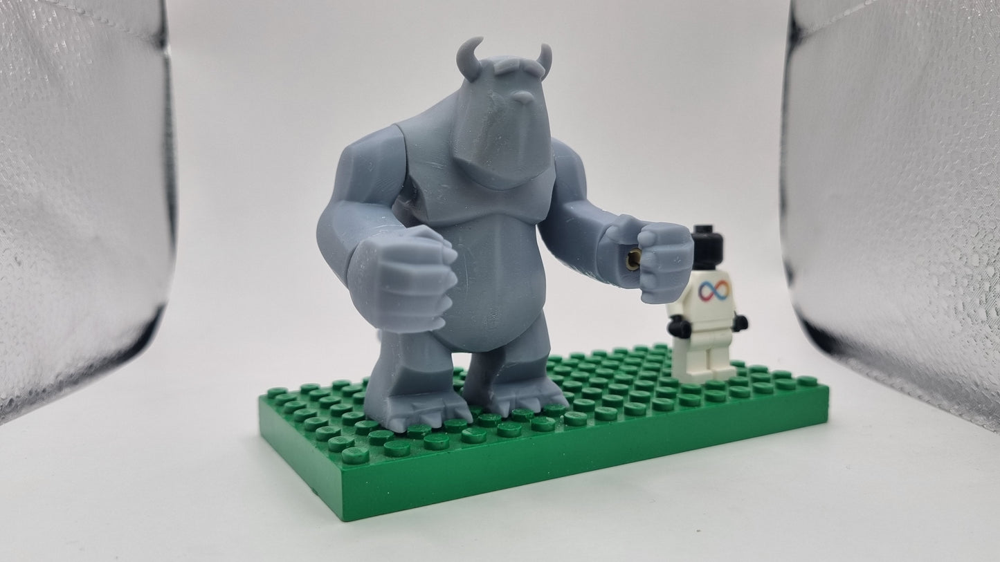 Building toy custom 3D printed blue friendly monster bigfig!