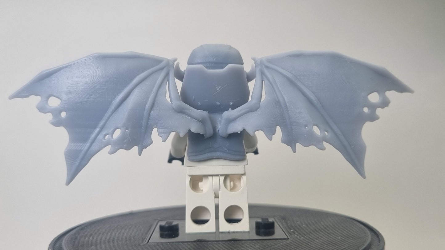 Building toy custom 3D printed super villain with open wings!