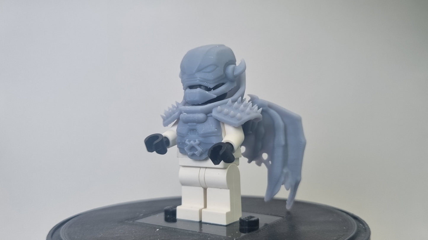 Building toy custom 3D printed super villain with closed wings!