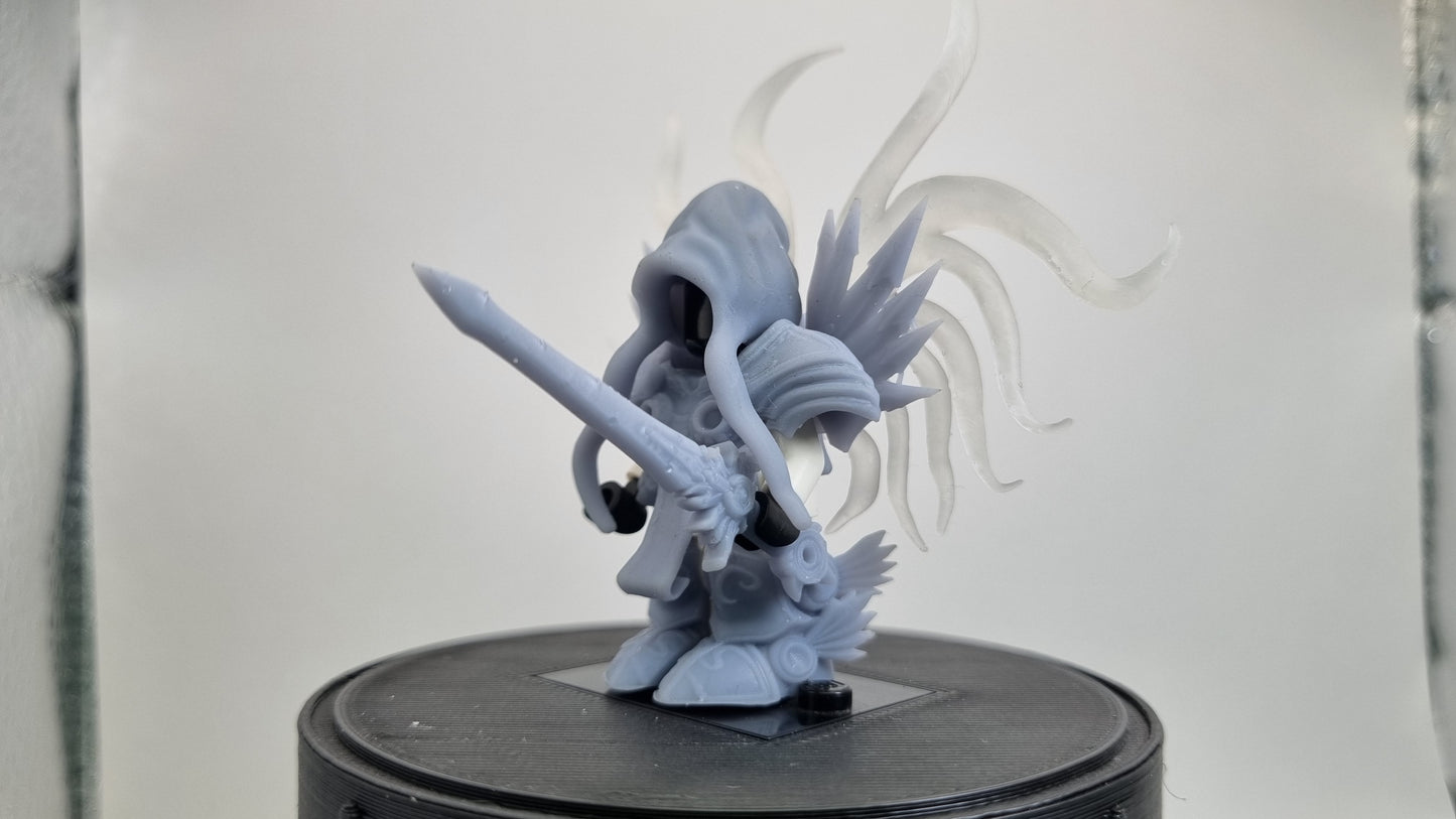 Building toy custom 3D printed dungeon crawler warrior with clear tenticals!