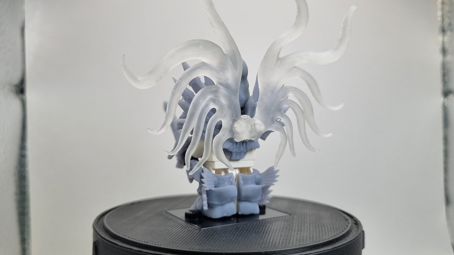 Building toy custom 3D printed dungeon crawler warrior with clear tenticals!