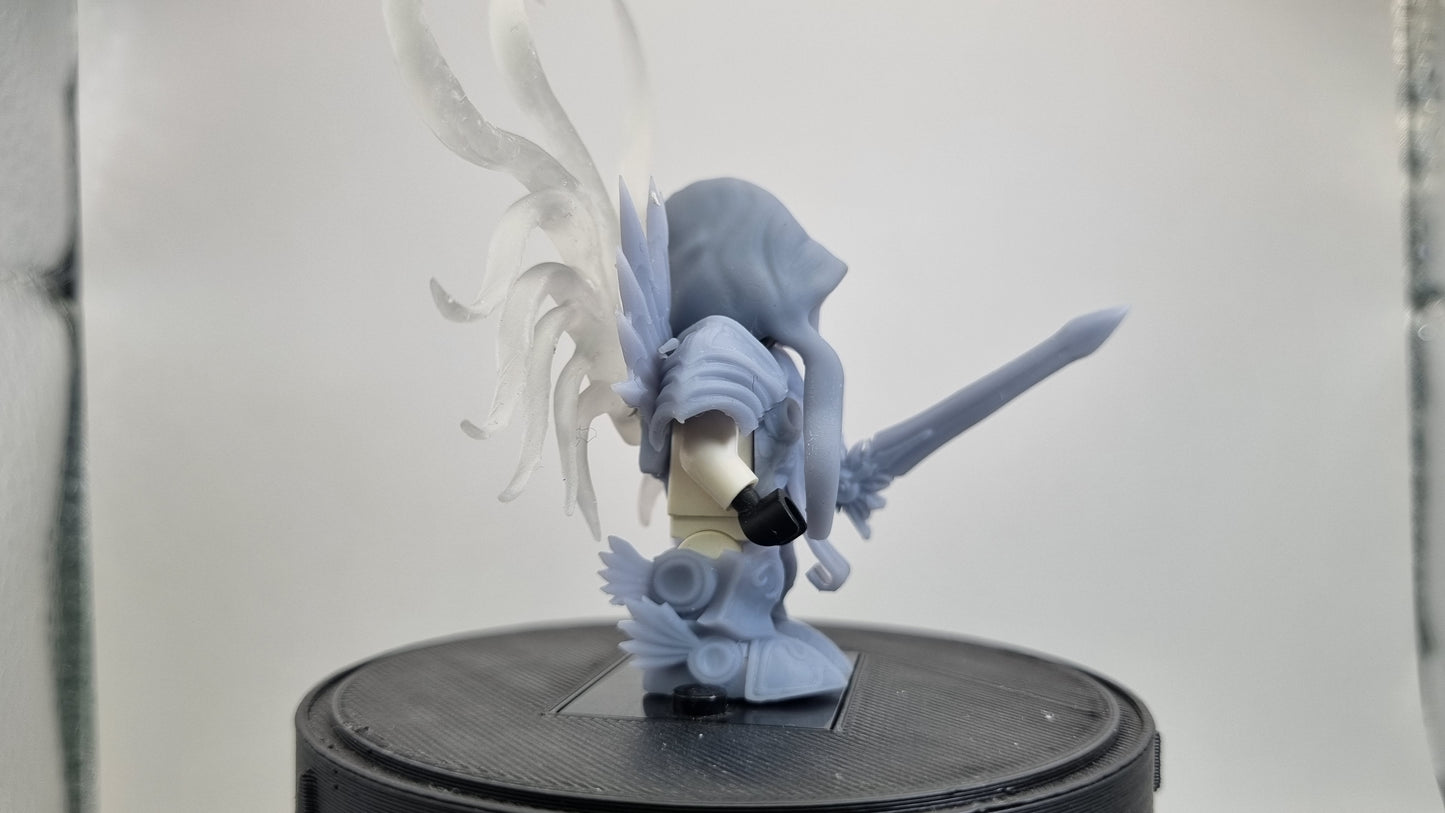 Building toy custom 3D printed dungeon crawler warrior with clear tenticals!