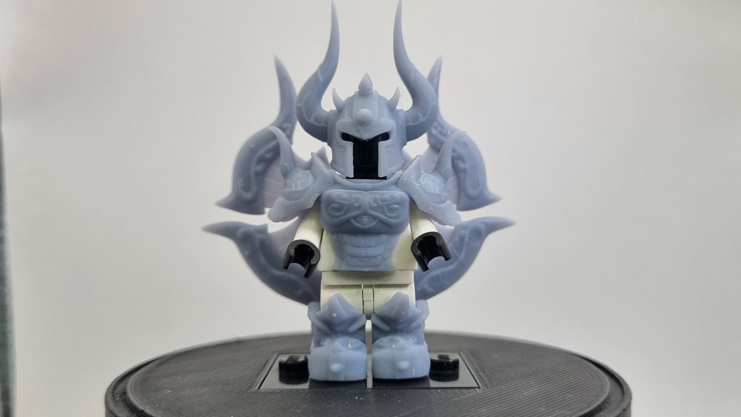 Building toy custom 3D printed gold warrior god with big circle on his back!