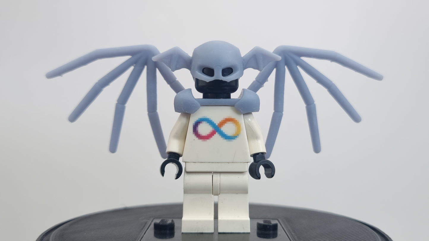 Building toy custom 3D printed red ring super villain with wings!