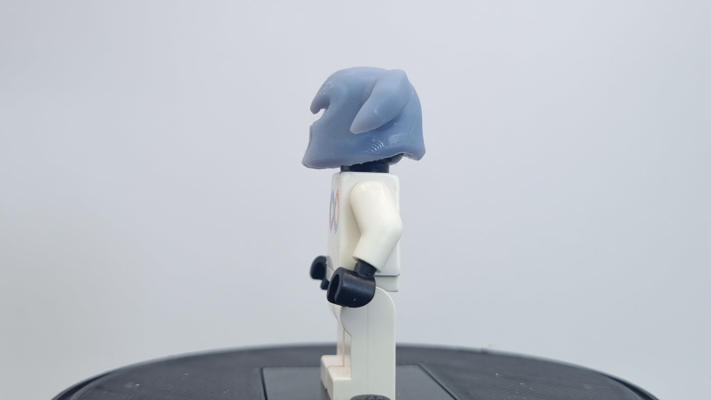Building toy custom 3D printed super villain helmet with horns on the side!