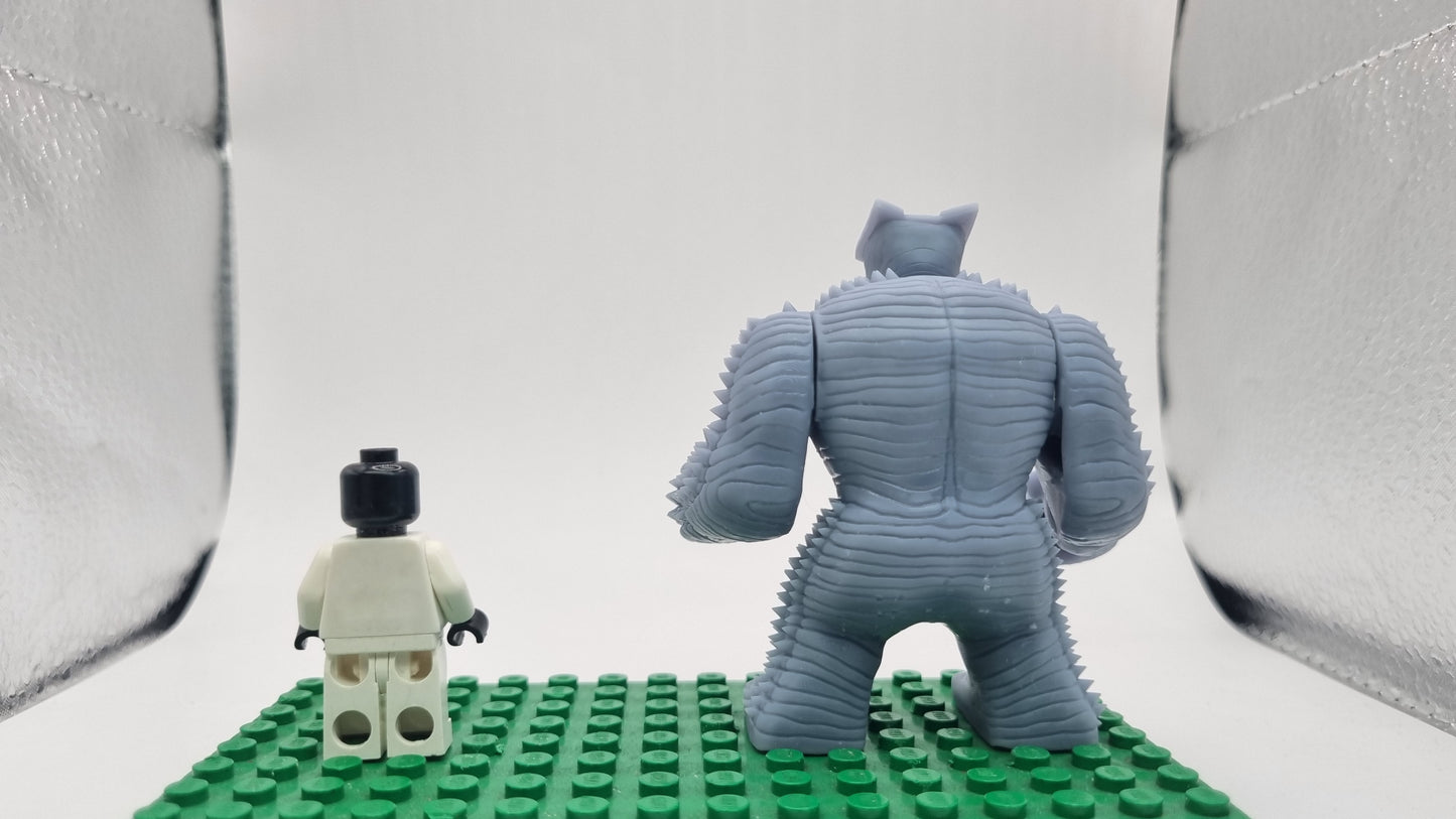 Building toy custom 3D printed super hero destroying monster!