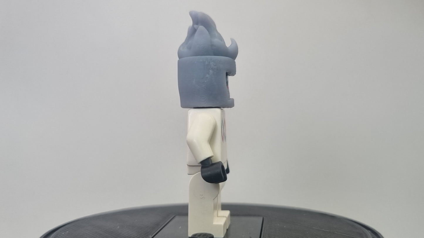 Building toy custom 3D printed flame head helmet!