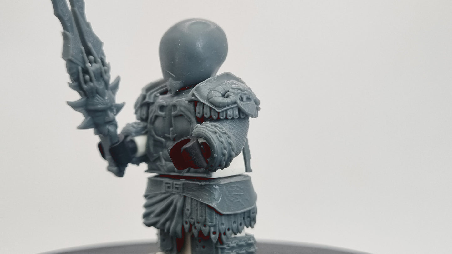Building toy custom 3D printed angry god killer in armor! Printed in 12k high resolution resin!