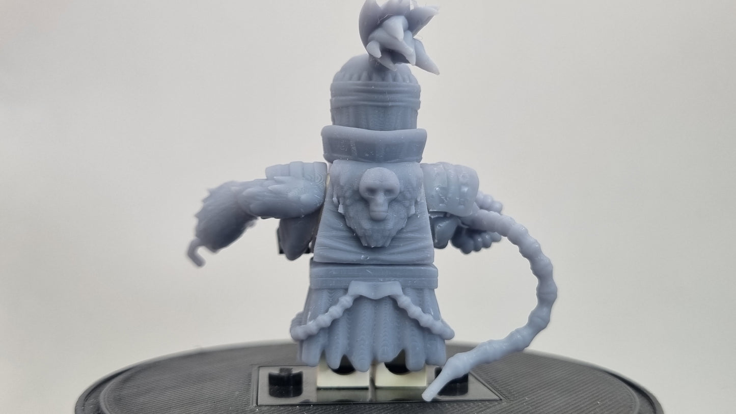 Building toy custom 3D printed soul fighter with red hair and extra arm!