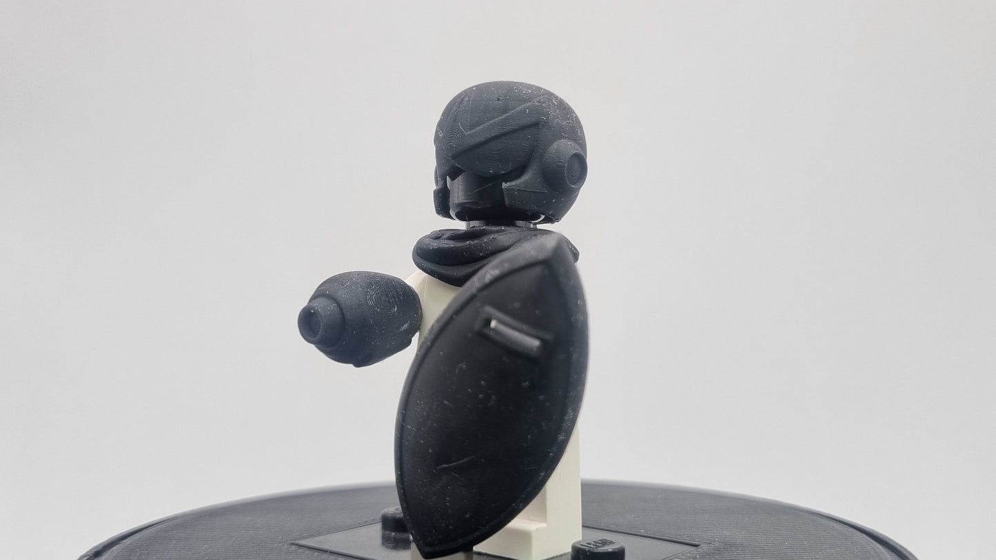 Building toy custom 3D printed mega guy with shield!