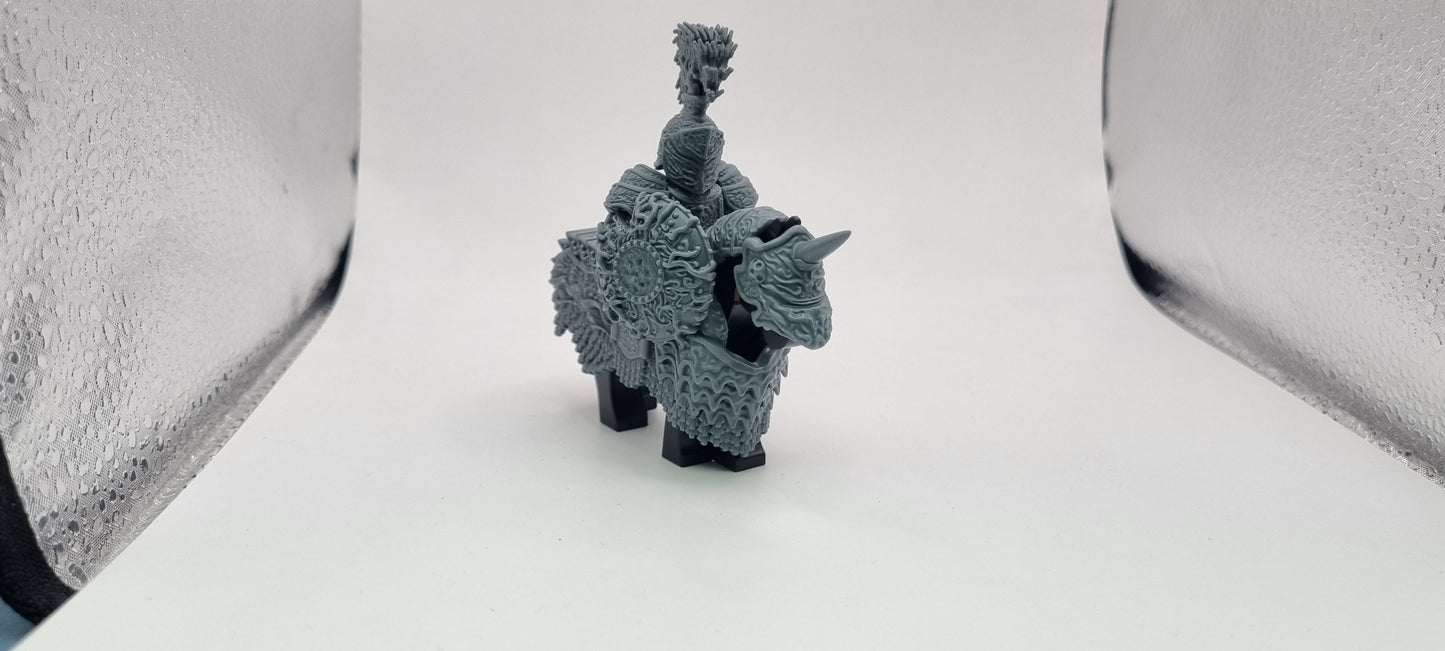 Building toy custom 3D printed lord of the three defender with horse!