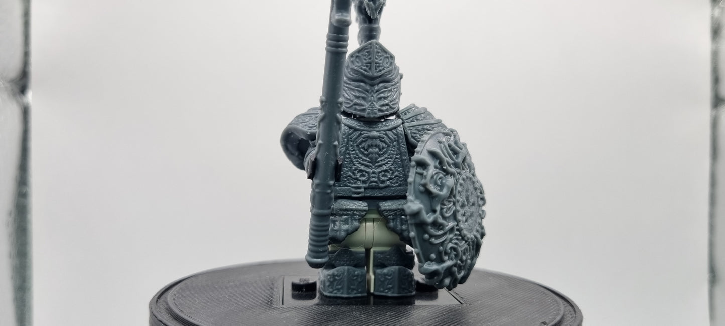 Building toy custom 3D printed lord of the three defender with horse!