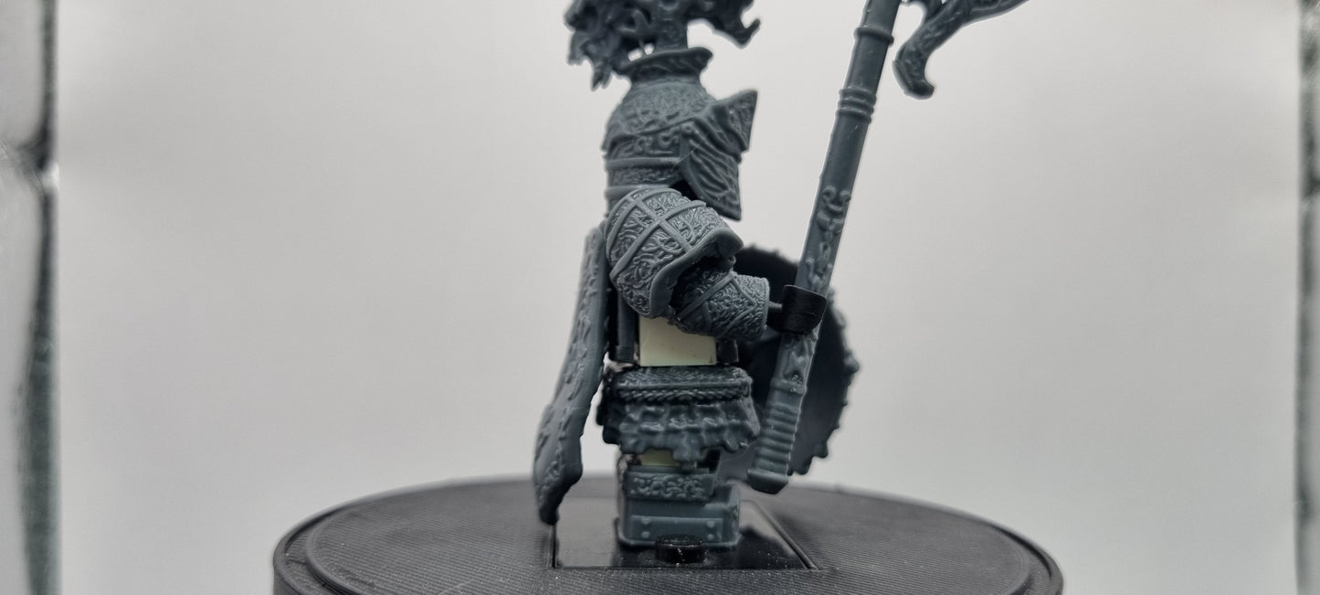 Building toy custom 3D printed lord of the three defender with horse!