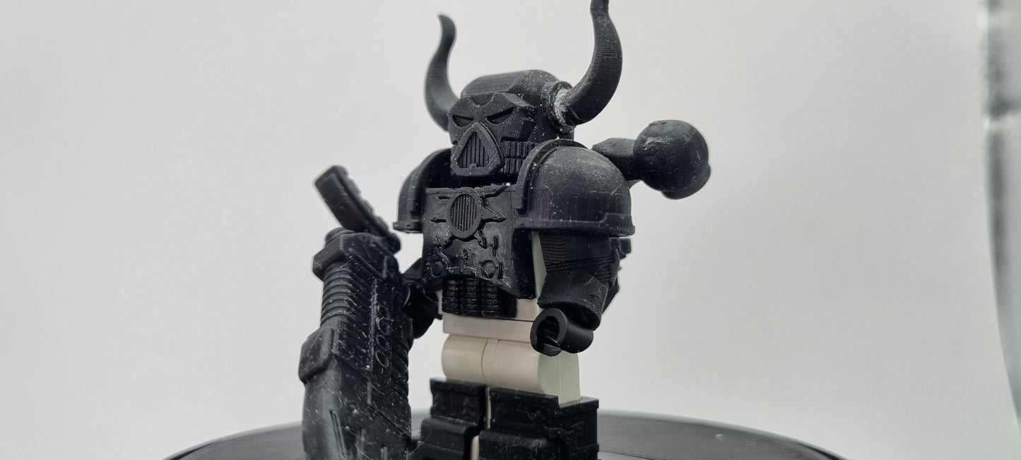 Building toy custom 3D printed evil space warrior with horns!
