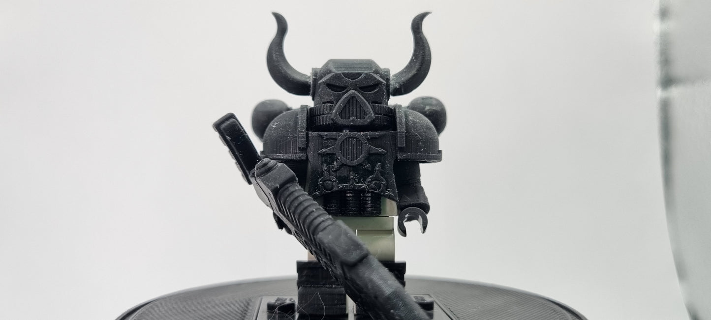 Building toy custom 3D printed evil space warrior with horns!