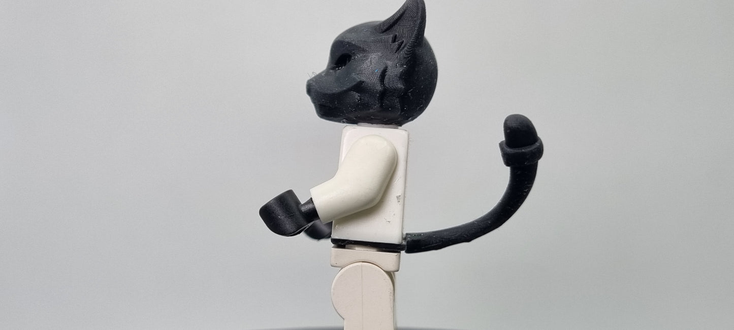 Building toy custom 3D printed super hero red ringed cat!