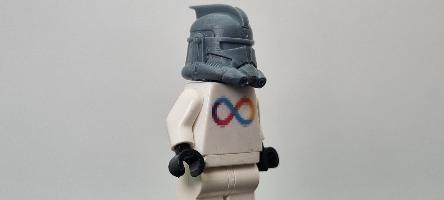 Building toy custom 3D printed galaxy wars second phase helmet with shark fin in the back! Printed in high resolution 12k!