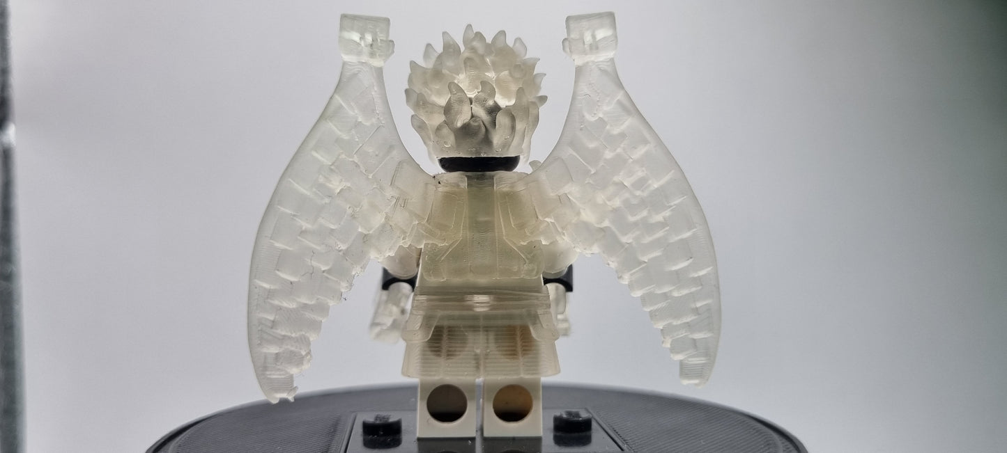 Building toy custom 3D printed ninja translucent armor with throwing stars