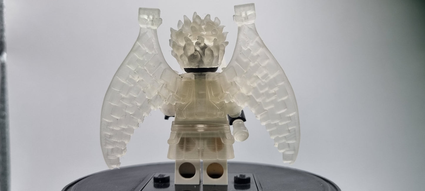Building toy custom 3D printed ninja translucent armor with single sword