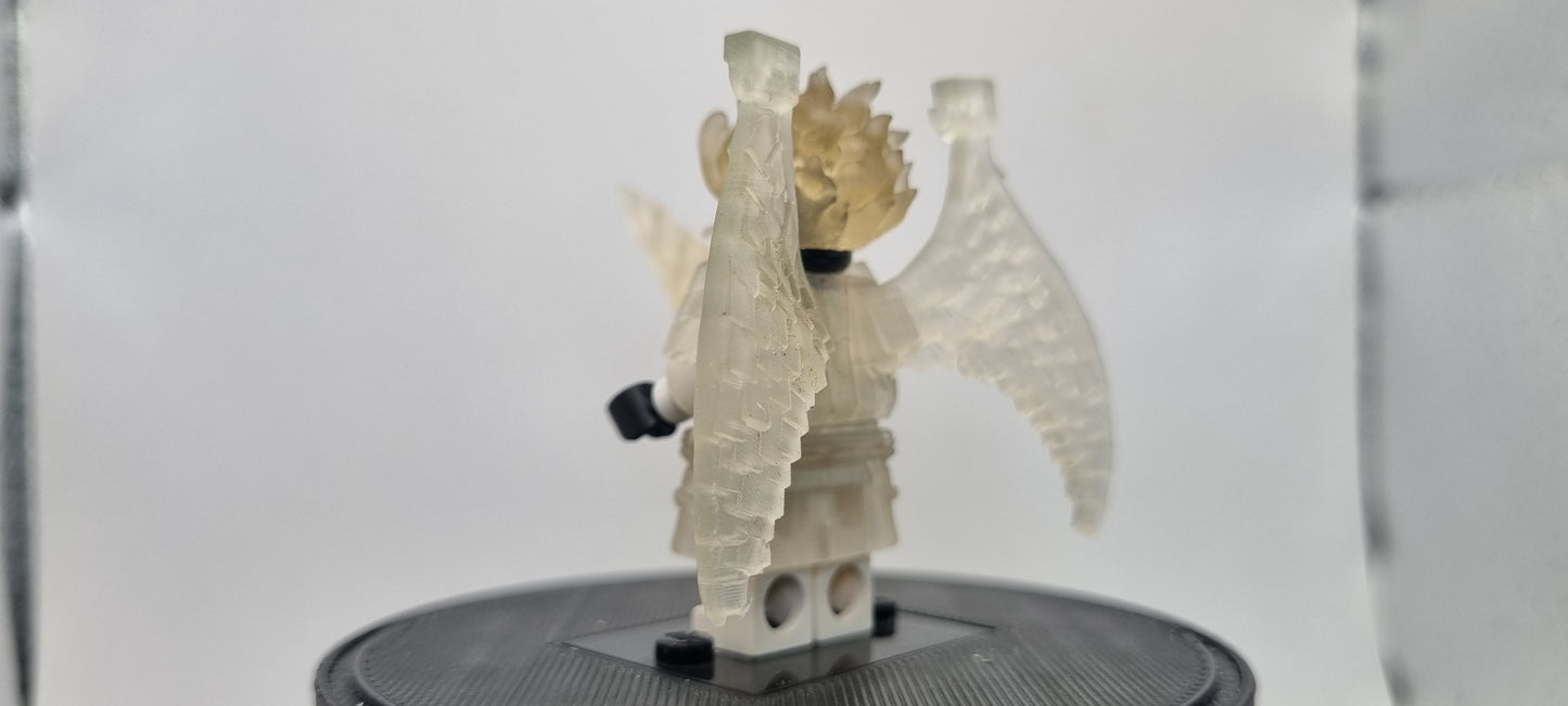 Building toy custom 3D printed ninja translucent armor with drill sword!