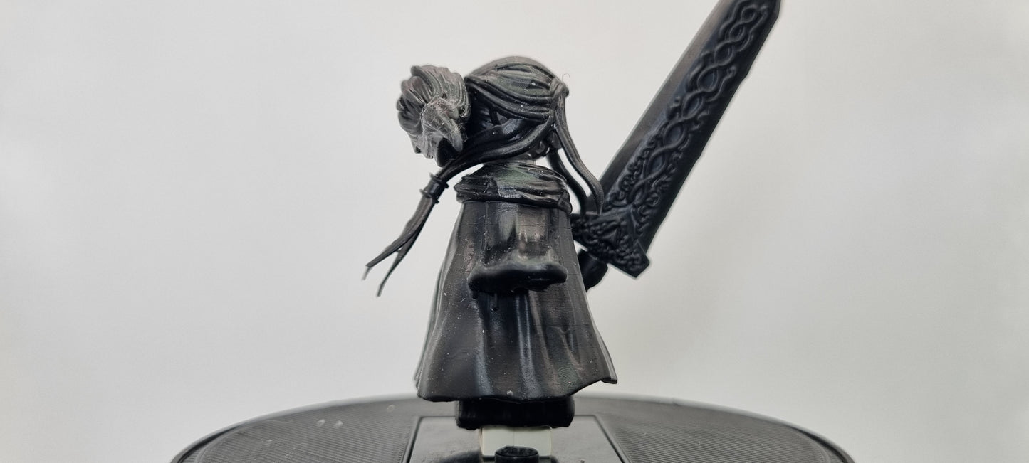 Building toy custom 3D printed masked swordsman