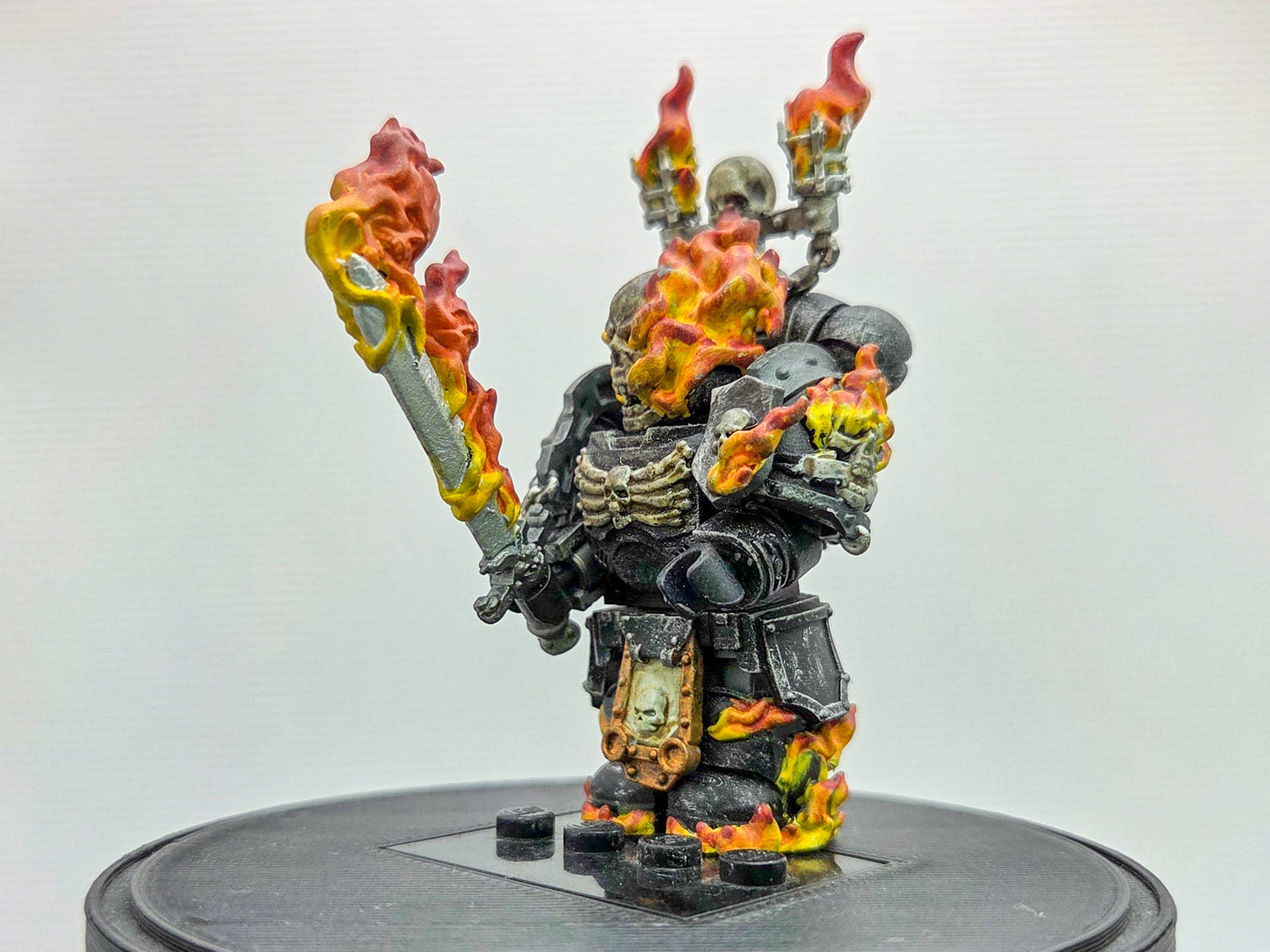 Custom 3D printed space warrior on fire painted!