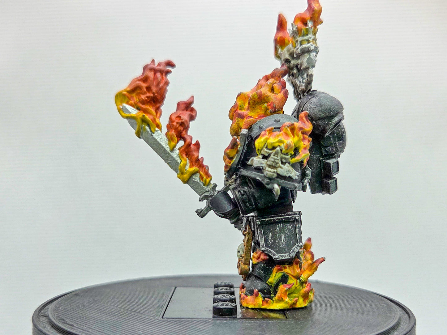 Custom 3D printed space warrior on fire painted!