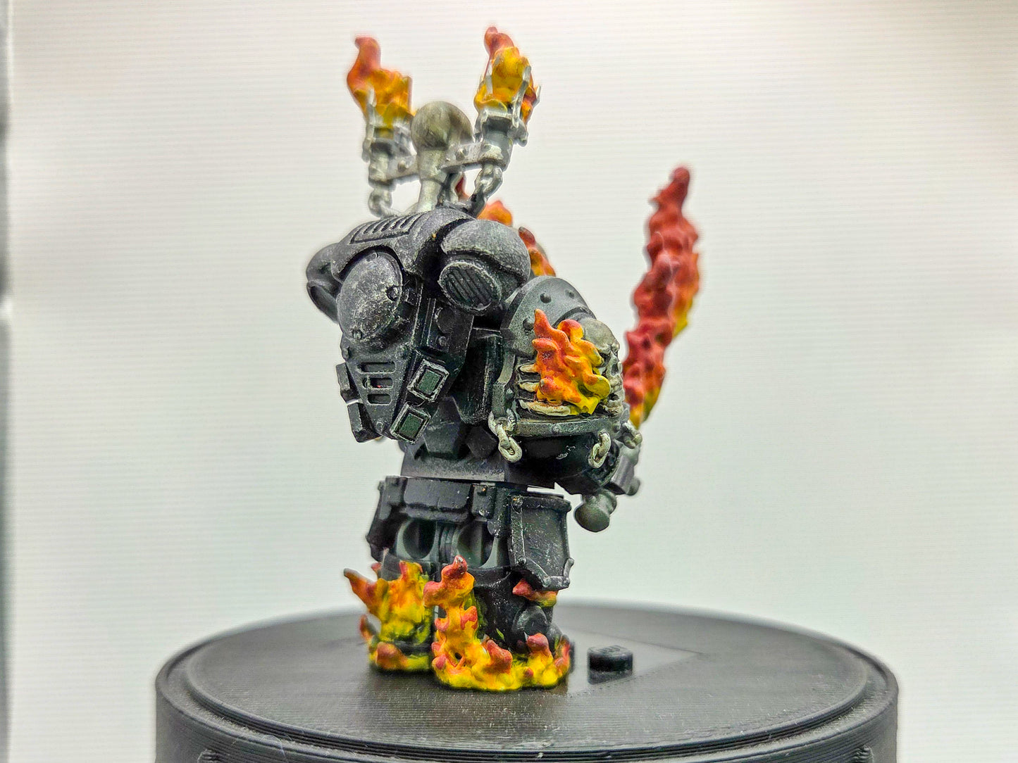 Custom 3D printed space warrior on fire painted!