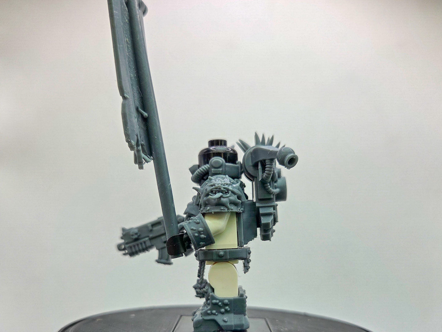 Custom 3D printed plagued space warrior waving flag!