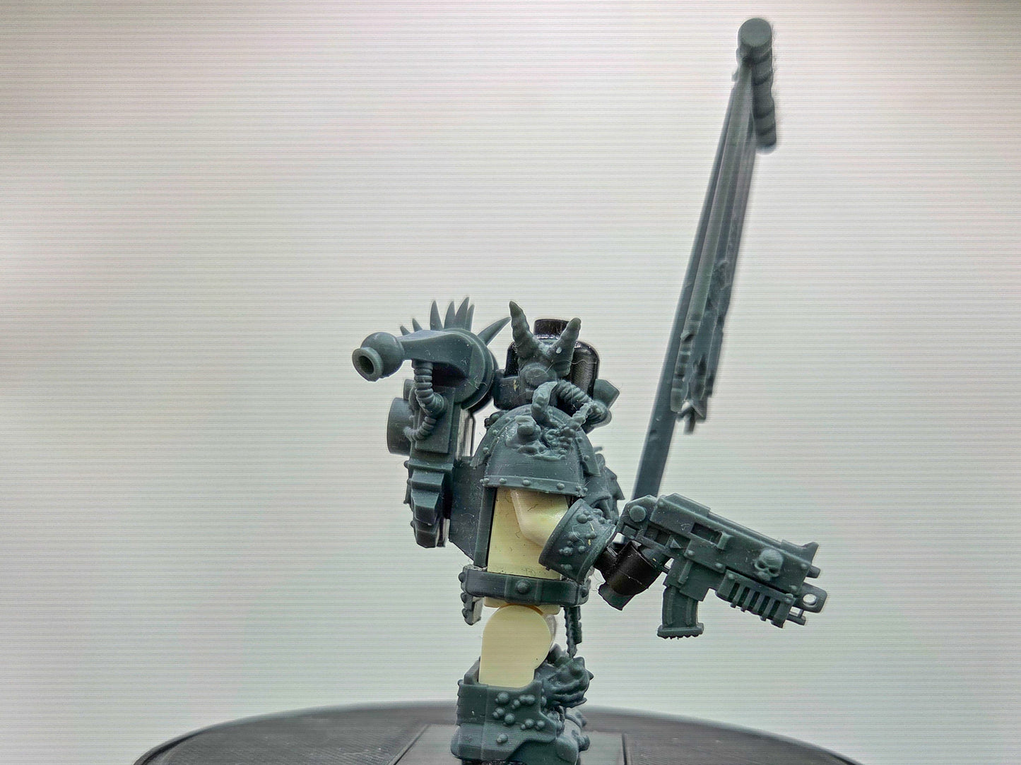 Custom 3D printed plagued space warrior waving flag!