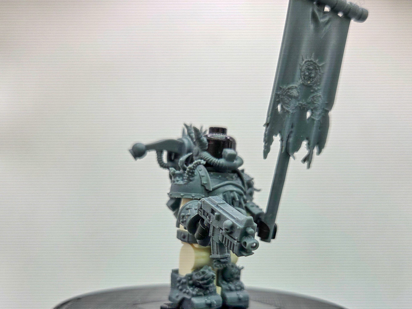 Custom 3D printed plagued space warrior waving flag!