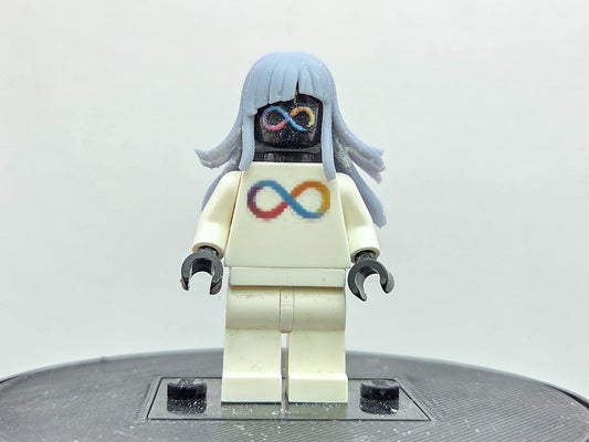 Custom 3D printed anime girl with wild hair