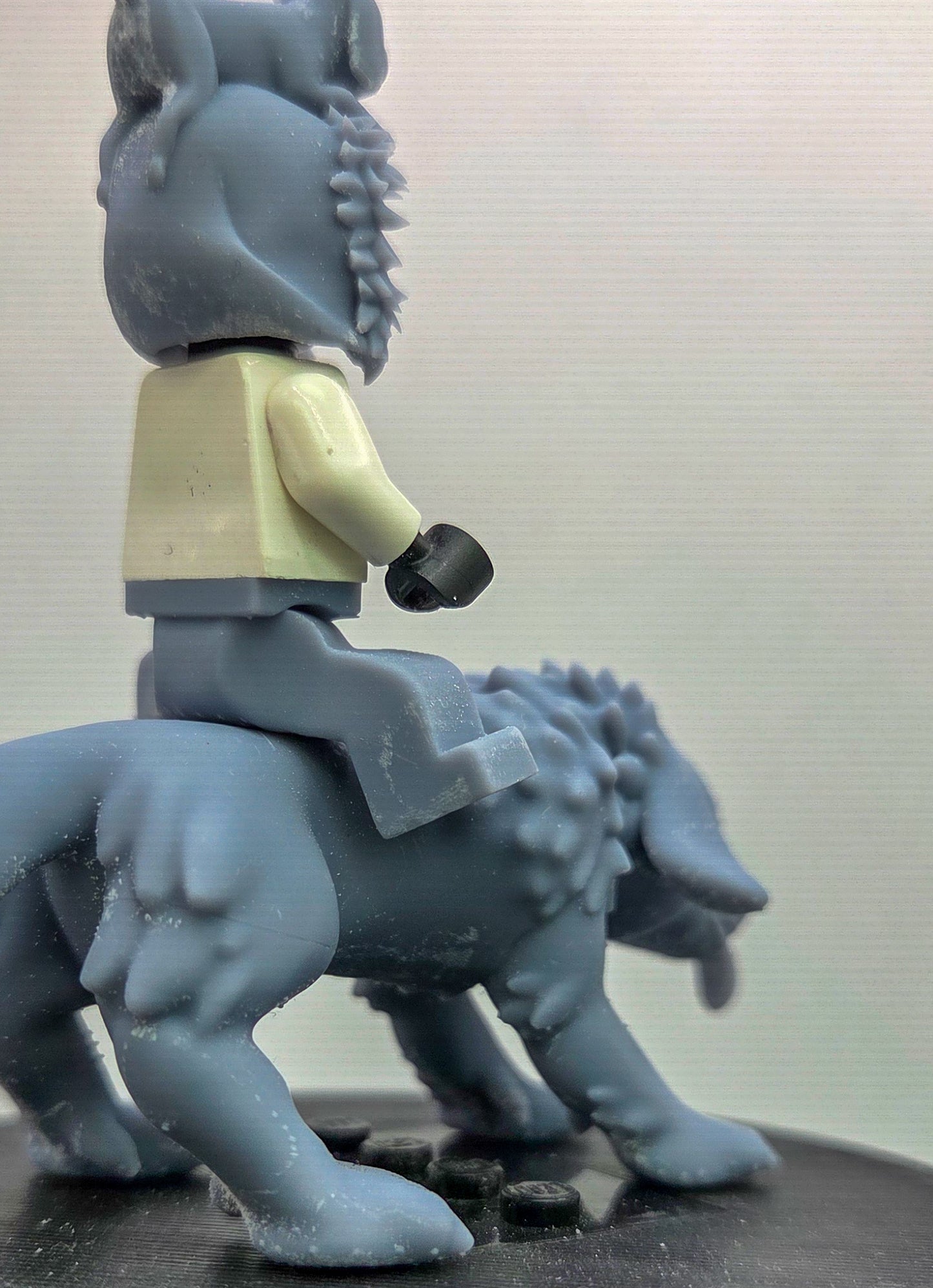 Custom 3D printed ninja dog in hair with dog!