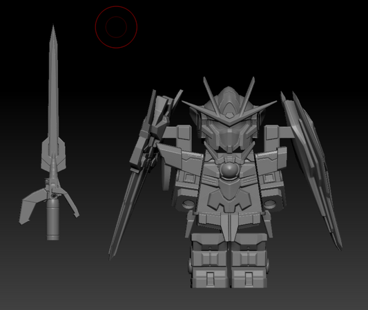 Custom 3D printed mech suit warrior with side shields